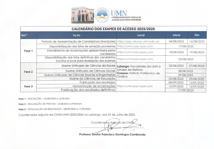 CALENDÁRIO