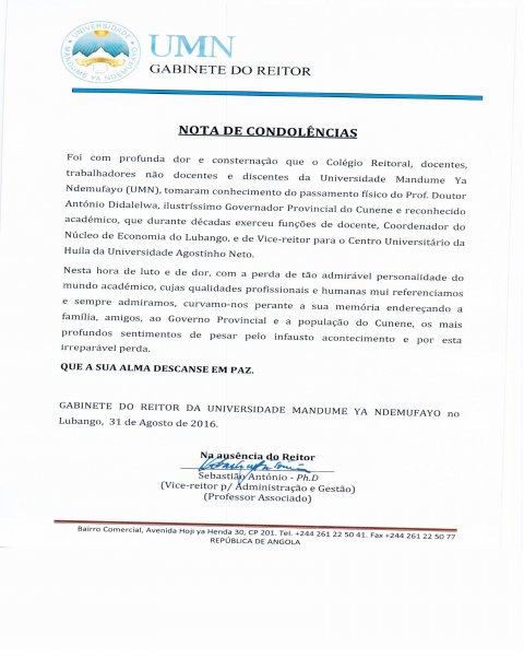 1 NOTA DE CONDOLÊNCIAS GERAL