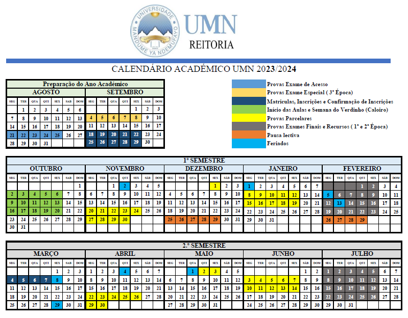 CALENDÁRIO DO ANO ACADÉMICO 2023-2024